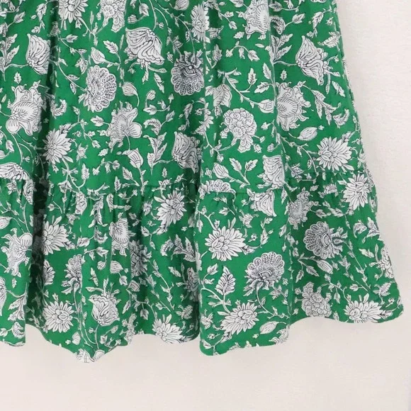 J Crew Floral Tiered Midi Dress Womens Size 00 Green Boho Cottage Pockets 2024 - Picture 2 of 13